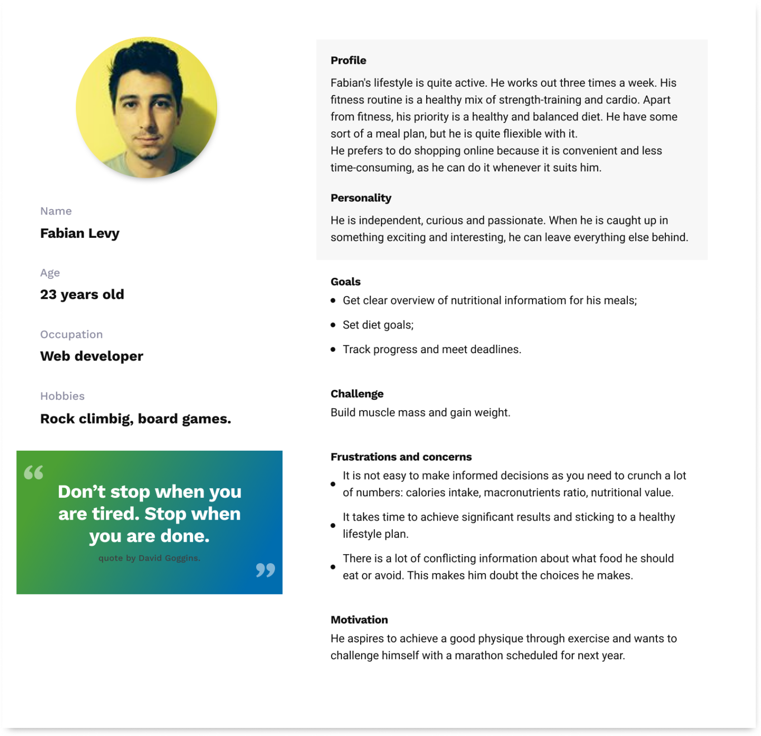 User persona template for your next ux project the portfolio of ilya