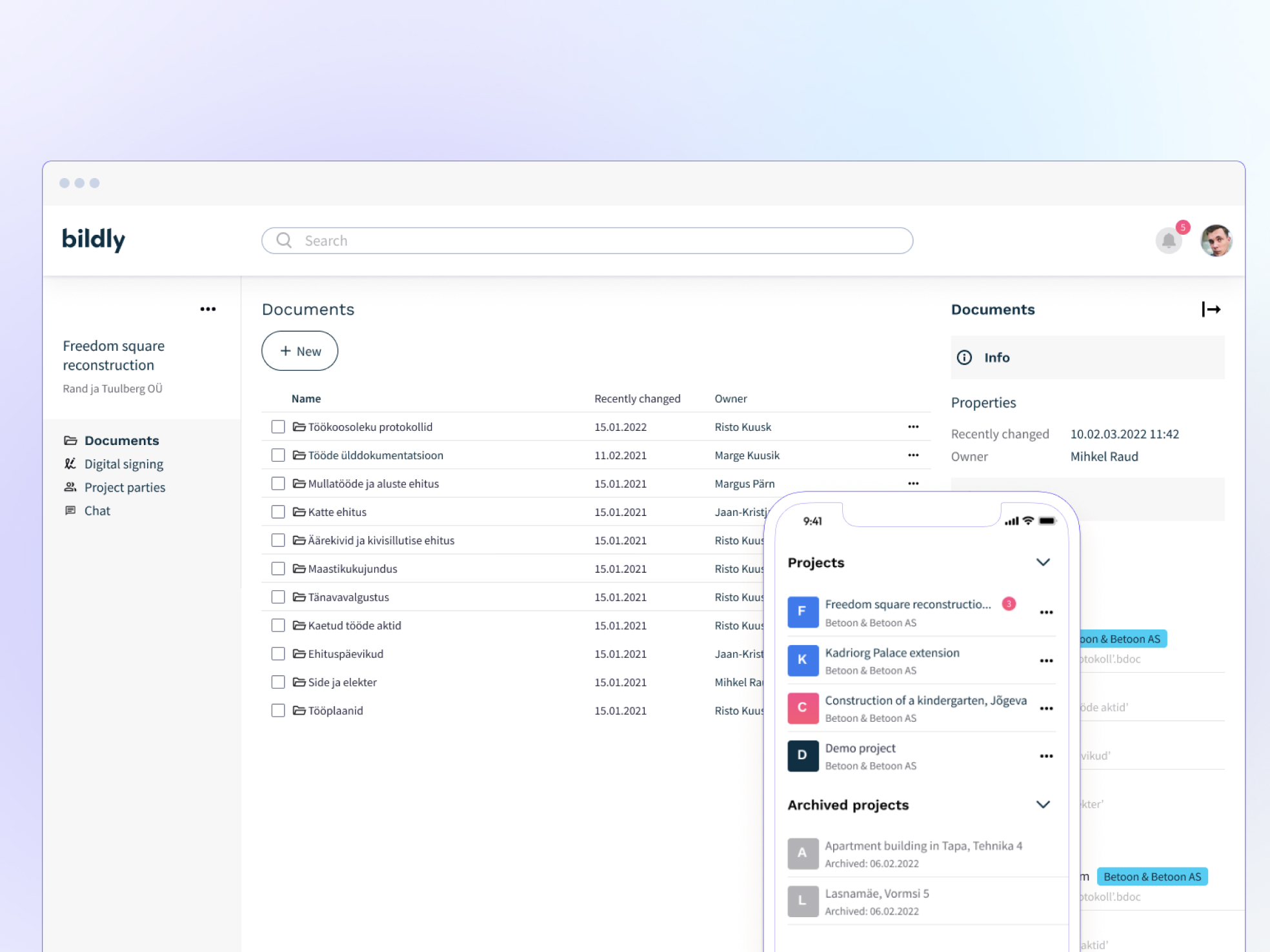 Creating MVP prototype for startup platform for construction project management